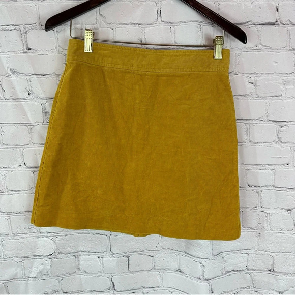 j. crew corduroy a-line mini skirt sz 2 mustart gold/yellow boho western - Picture 1 of 8